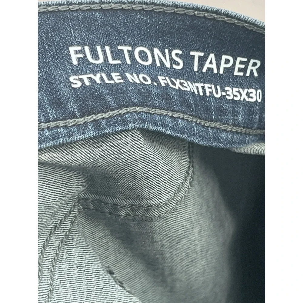 Mugsy Fultons Tapered Fit Jeans Mens 35x30 (Fits 35x27) Dark Rinse Preppy